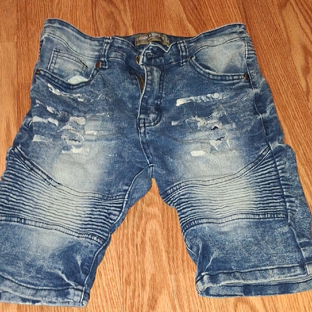 Diesel Blue Jean Shorts Distressed Moto Style